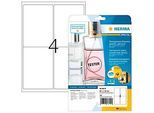 Folienetiketten HERMA 8019, permanenthaftend, selbstklebend, bedruckbar, No-Label-Effekt, B 99,1 x H 139 mm, Folie, transparent, 100 Stück/25 Blatt