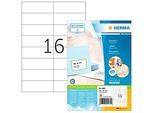 Universaletiketten HERMA 4462, permanenthaftend, selbstklebend, bedruckbar, B 105 x H 37 mm, FSC®-Papier, weiss, 1600 Stück/100 Blatt