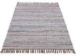 Teppich CARPETFINE "Kelim Chindi, Wendeteppich", braun, B:200cm H:6mm L:290cm, Baumwolle, Polyester, Teppiche, Teppich, handgewebt, Fleckerlteppich mit Fransen, auch vielen in Läufergrößen
