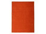 Wollteppich CARPETFINE "Gabbeh Lola Uni", orange, B:120cm H:14mm L:170cm, Wolle, Teppiche, mit natürlichem Pflanzenmaterial von Hand gewebt, auch in Rund
