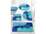 bonprix Badematte mit maritimen Motiven, blau, Gr.80x150 cm, Bringt Meeresfrische ins Badezimmer