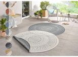 Teppich HANSE HOME "Porto Wendeteppich", grau, H:5mm Ø:240cm, Kunstfaser, Teppiche, Teppich, In-& Outdoor, Wetterfest, Balkon, Garten, Wohnzimmer, Wasserfest