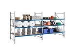 Regalsystem WR 600, Grundfeld, Traverse verzinkt, mit 2 Ebenen, 2200 x 1800 x 1050 mm