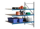 Regalsystem WR 600, Anbaufeld, Traverse blau, mit 3 Ebenen, 2500 x 2200 x 1050 mm