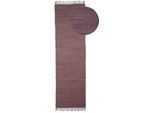 Teppich CARPETFINE "Kelim Chindi uni, auch als Läufer", lila (mauve), B:160cm H:5mm L:230cm, Baumwolle, Teppiche, Teppich, Wendeteppich, reine Baumwolle, handgewebt, Uni-Farben, mit Fransen