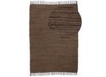 Teppich CARPETFINE "Kelim Chindi uni, auch als Läufer", braun, B:80cm H:5mm L:300cm, Baumwolle, Teppiche, Teppich, Wendeteppich, reine Baumwolle, handgewebt, Uni-Farben, mit Fransen