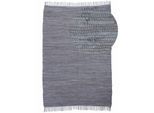 Teppich CARPETFINE "Kelim Chindi uni, auch als Läufer", grau (hellgrau), B:160cm H:5mm L:230cm, Baumwolle, Teppiche, Teppich, Wendeteppich, reine Baumwolle, handgewebt, Uni-Farben, mit Fransen