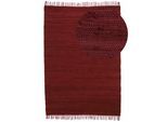 Teppich CARPETFINE "Kelim Chindi uni, auch als Läufer", lila (violett), B:160cm H:5mm L:230cm, Baumwolle, Teppiche, Teppich, Wendeteppich, reine Baumwolle, handgewebt, Uni-Farben, mit Fransen