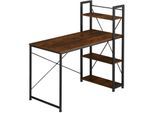 tectake® Computer-Schreibtisch, Industrial Style, integriertes Regal mit 3 Ablagefächern, 122 x 61 x 120 cm