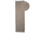 Teppich CARPETFINE "Kelim Chindi uni, auch als Läufer", grau (taupe), B:70cm H:5mm L:200cm, Baumwolle, Teppiche, Teppich, Wendeteppich, reine Baumwolle, handgewebt, Uni-Farben, mit Fransen