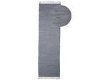 Teppich CARPETFINE "Kelim Chindi uni, auch als Läufer", grau (hellgrau), B:80cm H:5mm L:400cm, Baumwolle, Teppiche, Teppich, Wendeteppich, reine Baumwolle, handgewebt, Uni-Farben, mit Fransen