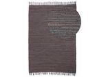 Teppich CARPETFINE "Kelim Chindi uni, auch als Läufer", lila (mauve), B:120cm H:5mm L:170cm, Baumwolle, Teppiche, Teppich, Wendeteppich, reine Baumwolle, handgewebt, Uni-Farben, mit Fransen