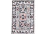 Teppich CARPETFINE "Vintage Kazach", grau (hellgrau), B:120cm H:6mm L:170cm, Polypropylen (PP), Teppiche, Teppich, Orient Vintage Look, Wohnzimmer