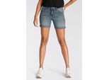Jeansshorts ARIZONA "Ultra-Stretch", Damen, Gr. 46, N-Gr, blau (blau used), Jeans, Obermaterial: 74% Baumwolle, 24% Polyester, 2% Elasthan, Basic, extraeng kurz, Jeans Jeansshorts, extra eng geschnitten, krempelbare Beinabschlüsse