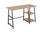 tectake® Schreibtisch, Industrial Style, trapezförmiges Gestell, Seitenregal mit 2 Ablagefächern, 120 x 50 x 73,5 cm