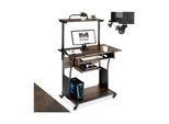 tectake® Schreibtisch, Industrial Style, 3 Ebenen, einhängbare Ablage und Tastaturauszug, 80 x 65,5 x 130,5 cm