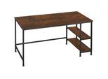 tectake® Computer-Schreibtisch, Industrial Style, Seitenregal mit 2 Ablagefächern, 120 x 60 x 75,5 cm