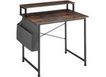 tectake® Schreibtisch, Industrial Style, mit Monitorständer und Aufbewahrungstasche, 80 x 55 x 90 cm