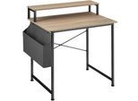 tectake® Schreibtisch, Industrial Style, mit Monitorständer und Aufbewahrungstasche, 80 x 55 x 90 cm