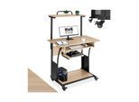 tectake® Schreibtisch, Industrial Style, 3 Ebenen, einhängbare Ablage und Tastaturauszug, 80 x 65,5 x 130,5 cm