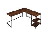 tectake® Schreibtisch, Industrial Style, Seitenregal mit 2 Ablagefächern, 138 x 138 x 75,5 cm