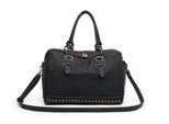 Schultertasche "Madrid", Mädchen, Gr. B/H/T: 34cm x 24cm x 12cm onesize, schwarz, Lederimitat, COLLEZIONE ALESSANDRO, Taschen Schultertasche, mit 2 Seitenfächern