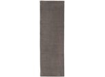 Wollteppich CARPETFINE "Gabbeh Lola Uni", grau, B:80cm H:14mm L:300cm, Wolle, Teppiche, mit natürlichem Pflanzenmaterial von Hand gewebt, auch in Rund