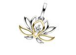 Kettenanhänger JOBO "Anhänger Seerose", gold (goldfarben, weiß), Schmuckanhänger, Damen, Silber 925 (Sterlingsilber), Kettenanhänger, 925 Silber bicolor vergoldet mit Zirkonia