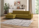 Ecksofa DOMO COLLECTION "Capelo, komfortabel, klare Linien zeichnen dieses Design aus, L-Form", gelb (senf), B:297cm H:84cm T:160cm, 49% Polyester, 34% Viskose, 9% Leinen, 8% Polyacryl, Sofas, Ecksofa, mit Armteilverstellung, wahlweise mit Bettfunktion, Federkern