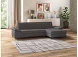 Ecksofa DOMO COLLECTION "Capelo, komfortabel, klare Linien zeichnen dieses Design aus, L-Form", grau (dunkelgrau), B:297cm H:84cm T:160cm, 100% Polyester, Sofas, Ecksofa, mit Armteilverstellung, wahlweise mit Bettfunktion, Federkern