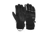 Skihandschuhe REUSCH "Thunder R-TEX XT", Damen, Gr. 9, grau (schwarz, weiß), 80% Polyester, 14% Ziegenleder, 3% Lederimitat, 3% Elasthan, unifarben, Handschuhe, mit wasser- und winddichter Membran