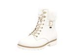 Schnürstiefelette REMONTE "Remonte Stiefelette Leder/Fell", Damen, Gr. 41, weiß, Leder, Schuhe Schnürstiefelette