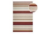 Teppich WECON HOME "Sally", bunt (beige multi), B:70cm H:7mm L:140cm, Schurwolle, Teppiche, Teppich, handgefertigt, gestreift, pflegeleicht, Wolle, Wohnzimmer, Esszimmer