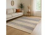 Teppich "Natural Bengal", beige (natur,taupe,grau), B:160cm H:10mm L:230cm, Jute, MYFLAIR MÖBEL & ACCESSOIRES, Teppiche, Teppich, Juteteppich, Wendeteppich, handgeflochten, gestreift, auch als Läufer