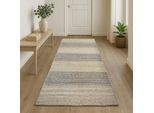 Teppich "Natural Bengal", beige (natur,taupe,grau), B:80cm H:10mm L:300cm, Jute, MYFLAIR MÖBEL & ACCESSOIRES, Teppiche, Teppich, Juteteppich, Wendeteppich, handgeflochten, gestreift, auch als Läufer