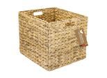 HMF Aufbewahrungskorb für DIN A4 Hängeregister passend für KALLAX Regal, Korb geflochten aus Wasserhyazinthe mit Griffen, 33 x 38 x 32 cm, Natur