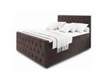 Masseno Boxbett Fondi 180x200 cm mit Matratze und Topper - Braun , Holz , H2 + H3 , 180x200 cm , Schlafzimmer, Betten, Boxspringbetten