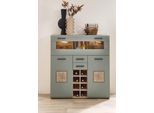 Barschrank INNOSTYLE "FUN PLUS II", grün, H:129cm T:37cm, FSC-zertifizierter Holzwerkstoff, Schränke, Barschrank, 2 Holztüren, 19 Fächer, 1 Klappe, Softclose, ABS Kantenschutz