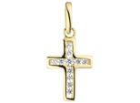 Kreuzanhänger JOBO "Anhänger Kreuz", gelb (gelbgold 375), Schmuckanhänger, Damen, Gelbgold 375, 375 Gold mit 11 Zirkonia