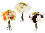 Kunstpflanze I.GE.A. "Rosenbouquet mit Hortensien", bunt (burgund, hellrosa, orange), B:20cm H:30cm L:20cm, Obermaterial: 90% Polyester, 10% Kunststoff, Kunstpflanzen, Kunstpflanze, 30 cm
