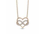Kette mit Anhänger DKENIZ "925/- Sterling Silber rosévergoldet Infinity Herzkette", rot, Halsketten, Damen, 42cm + 3cm, Silber 925 (Sterlingsilber), L: 45 B: 16,4mm, glänzend, B:16,4mm
