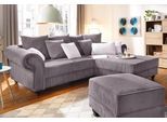 Ecksofa HOME AFFAIRE "King George King Henry, Mega Sofa, Breite 260cm, L-Form", grau (anthrazit), B:260cm H:90cm T:190cm, Samtcord »Ribbon« (88% Polyester 12% Polyacryl);Luxus-Microfaser (100% Polyester), Sofas, Ecksofa, mit Federkern, in legerer Polsterung und vielen Kissen