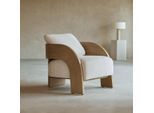 Sessel Boti aus massivem Mindiholz und ecrufarbenem Stoff ,1-Sitz