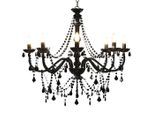 vidaXL Kronleuchter mit Perlen Schwarz 8 x E14-Fassungen