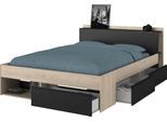 Stauraumbett PARISOT "Parisot Stauraumbett Most", braun (eiche jackson, schwarz, eiche jackson, schwarz), B:150cm H:79cm L:220cm, Betten, Stauraumbett, mit 3 Schubladen