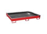 eurokraft pro Regal-Bodenwanne mit PE-Einsatz, 240 l Auffangvolumen, LxBxH 1765 x 1315 x 255 mm, rot, ab 3 Stk