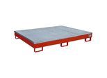 eurokraft pro Regal-Bodenwanne mit PE-Einsatz, mit Rost, 256 l, LxBxH 1765 x 1315 x 255 mm, rot, ab 3 Stk