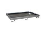 eurokraft pro Regal-Bodenwanne mit PE-Einsatz, 240 l Auffangvolumen, LxBxH 2165 x 1315 x 230 mm, grau, ab 3 Stk