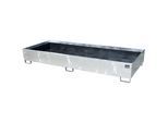eurokraft pro Regal-Bodenwanne mit PE-Einsatz, 1000 l Auffangvolumen, LxBxH 3265 x 1315 x 385 mm, verzinkt