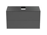 Ideal Standard Conca Waschtisch-Unterschrank T3942Y2 mit Ausschnitt, 2 Auszüge, 100x50,5x55 cm, mittig, Anthrazit matt lackiert